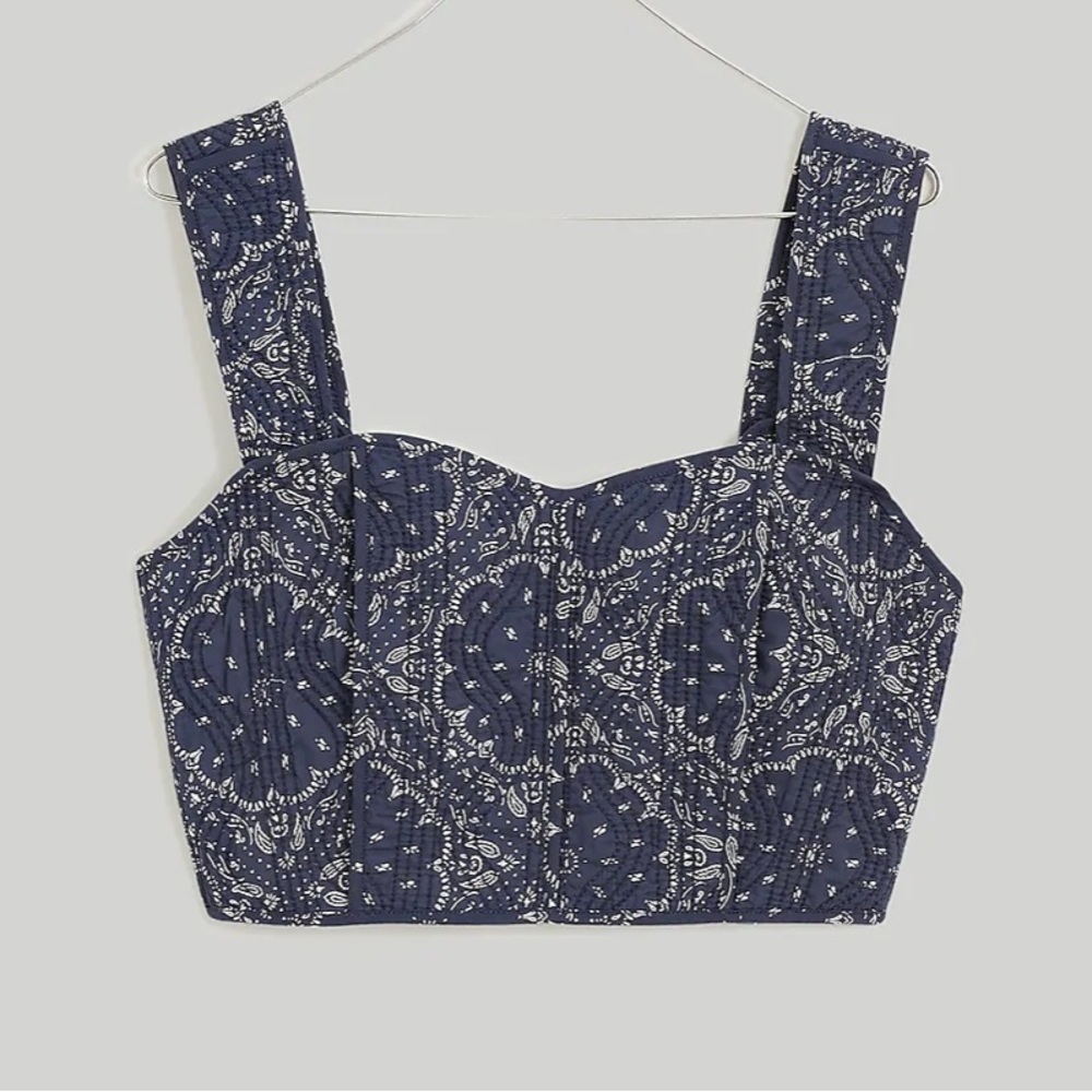 Madewell Quilted Sweetheart Crop Top Size 2 - Picture 4 of 16
